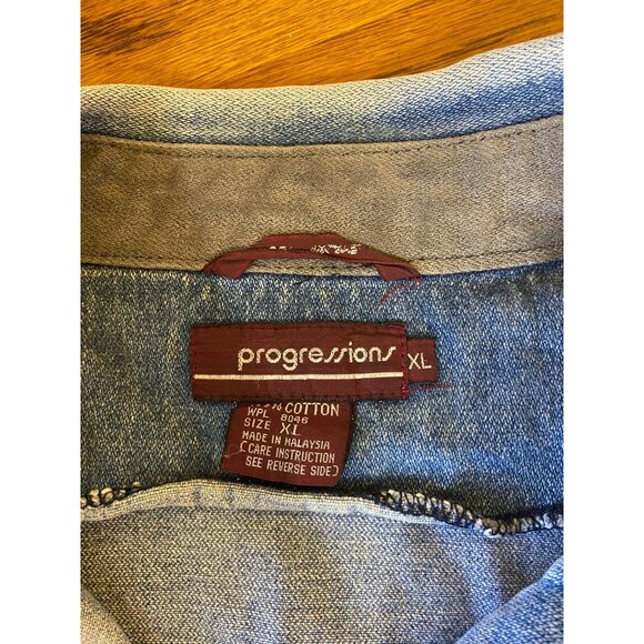 Progressions XL Denim Jacket With Leather Sleeves - Picture 4 of 4